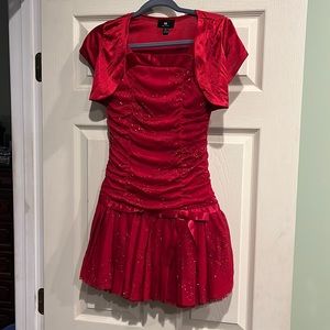 Child Christmas dress size 12 worn once for pictures.